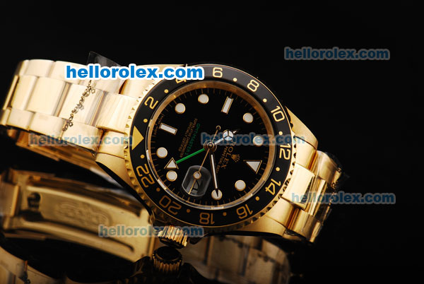 Rolex GMT-Master II 50th Anniversary Automatic Full Gold with Black Dial and Bezel - Click Image to Close